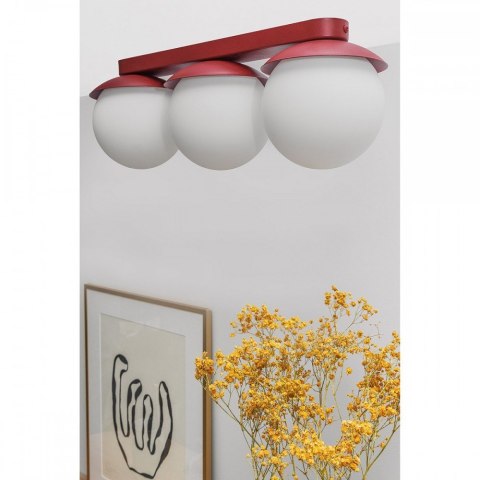 Lampa sufitowa plafon KUUL B burgundowa potrójna do salonu, przedpokoju lub sypialni