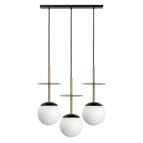 Lampa wisząca PLAAT A 3L mosiądz szczotkowany potrójna do salonu, jadalni  