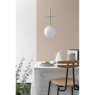 Lampa wisząca PLAAT A biała z mosiądzem szczotkowanym do salonu, jadalni  