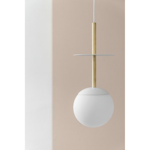 Lampa wisząca PLAAT A biała z mosiądzem szczotkowanym do salonu, jadalni  