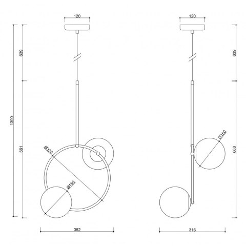 Lampa wisząca FUPPU A czarna do salonu, jadalni  