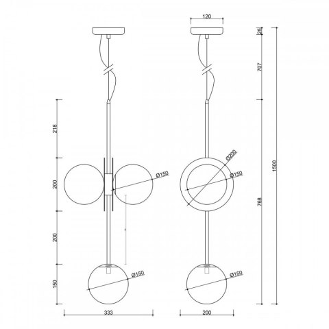 Lampa wisząca FURIKO B czarna potrójna do salonu, jadalni  
