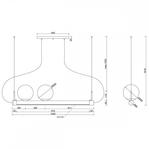 Lampa wisząca LIGNE czarna do salonu, jadalni  