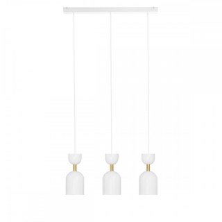Lampa wisząca SUPURU 3L biała z mosiądzem szczotkowanym potrójna do salonu, jadalni  