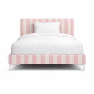 Łóżko dziecięce CANDY STRIPES PINK tapicerowane z zagłówkiem w różowe pasy do pokoju dziecka