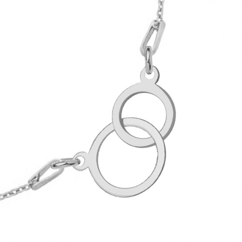 Bransoletka damska srebrna z dwoma kołami elegancka dla kobiet