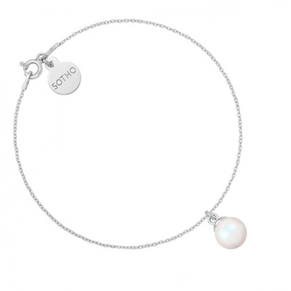 Bransoletka srebrna 925 - z opalizującą perłą Swarovski Crystal