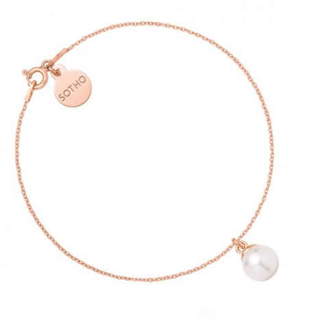 Bransoletka damska z różowego złota z białą perłą SWAROVSKI® CRYSTAL elegancka dla kobiet