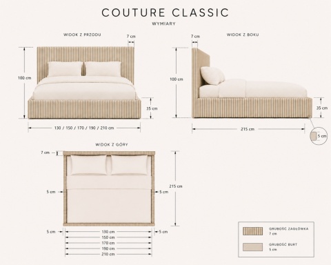 Łóżko tapicerowane COUTURE DUO No.4 designerskie z zagłówkiem kolorowe do sypialni