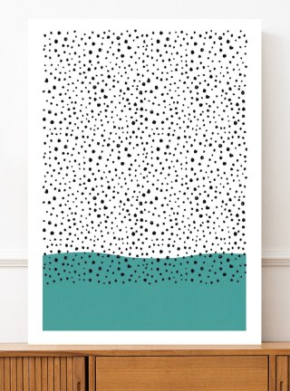 Plakat lazurowo-czarna abstrakcja pattern do salonu lub sypialni