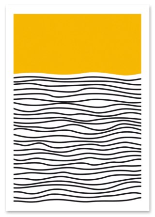 Plakat żółto-czarna abstrakcja pattern do salonu lub sypialni