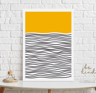 Plakat żółto-czarna abstrakcja pattern do salonu lub sypialni