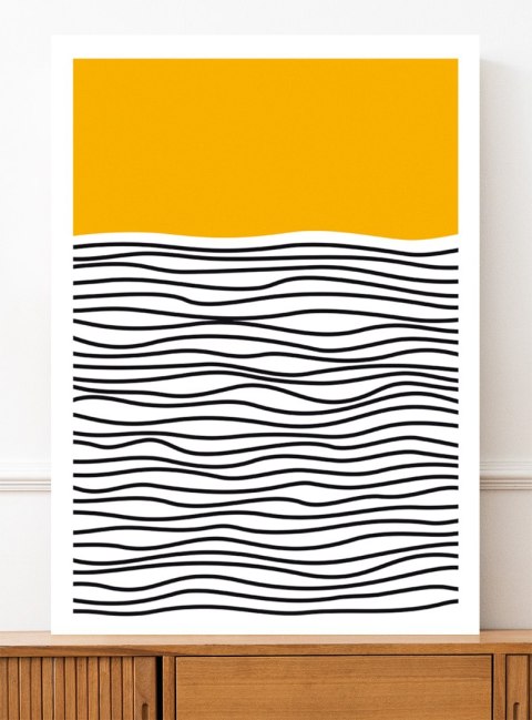 Plakat żółto-czarna abstrakcja pattern do salonu lub sypialni