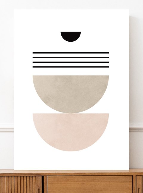Plakat geometryczny róż boho do salonu lub sypialni