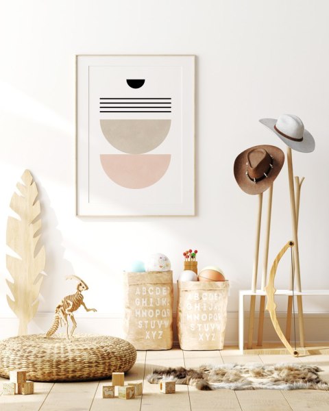 Plakat geometryczny róż boho do salonu lub sypialni