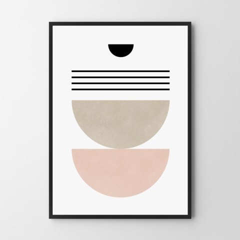 Plakat geometryczny róż boho do salonu lub sypialni