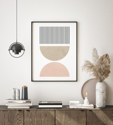 Plakat różowe geometryczne wzory do salonu lub sypialni