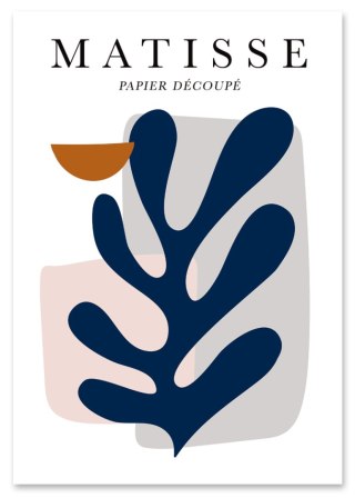 Plakat Matisse granatowy liść do salonu lub sypialni
