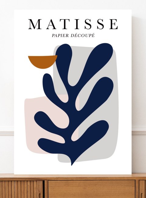 Plakat Matisse granatowy liść do salonu lub sypialni