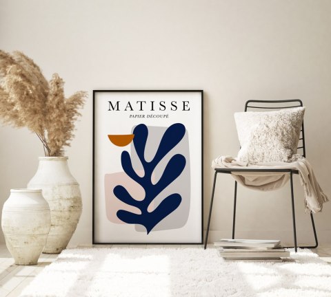 Plakat Matisse granatowy liść do salonu lub sypialni