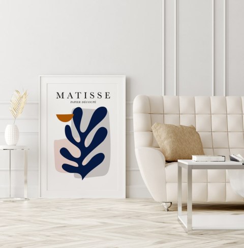 Plakat Matisse granatowy liść do salonu lub sypialni