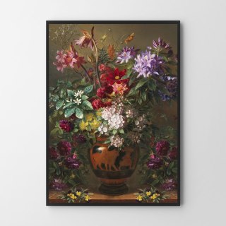 Plakat martwa natura kwiaty w wazonie do salonu lub sypialni