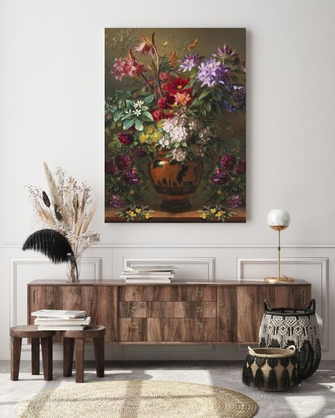 Plakat martwa natura kwiaty w wazonie do salonu lub sypialni