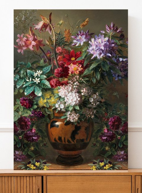 Plakat martwa natura kwiaty w wazonie do salonu lub sypialni