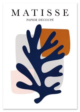 Plakat Matisse granatowy liść kompozycja do salonu lub sypialni