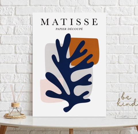 Plakat Matisse granatowy liść kompozycja do salonu lub sypialni