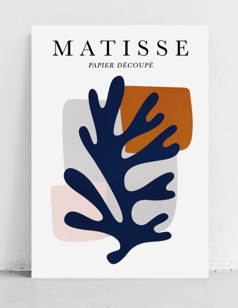 Plakat Matisse granatowy liść kompozycja do salonu lub sypialni