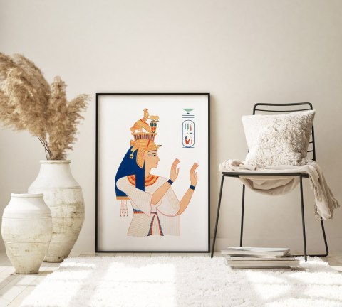 Plakat Egipt faraon Ramzes Kleopatra i hieroglify do salonu lub sypialni