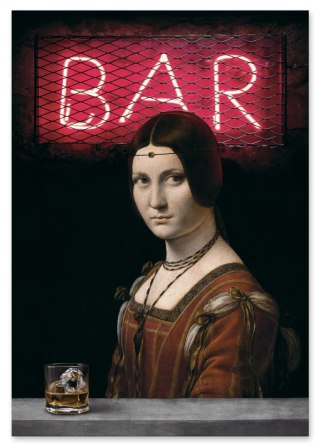 Plakat old whisky Leonardo da Vinci do salonu lub sypialni