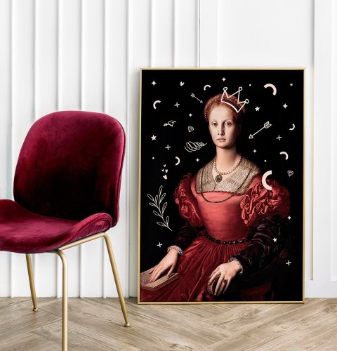 Plakat królowa selfie portret do salonu lub sypialni