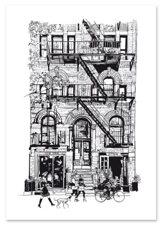 Plakat kamienica New York szkic do salonu lub sypialni