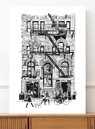Plakat kamienica New York szkic do salonu lub sypialni