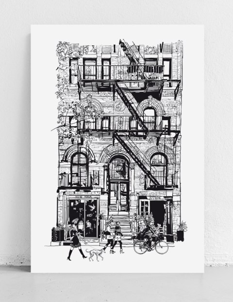 Plakat kamienica New York szkic do salonu lub sypialni