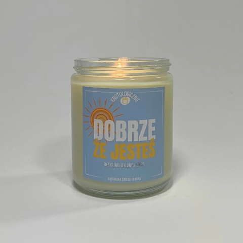 Dobrze, że jesteś, bez Ciebie byłoby z dupy - świeca sojowa 250 ml