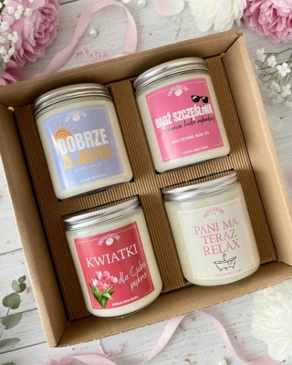 Zestaw prezentowy dla niej - 4 świece sojowe 250 ml