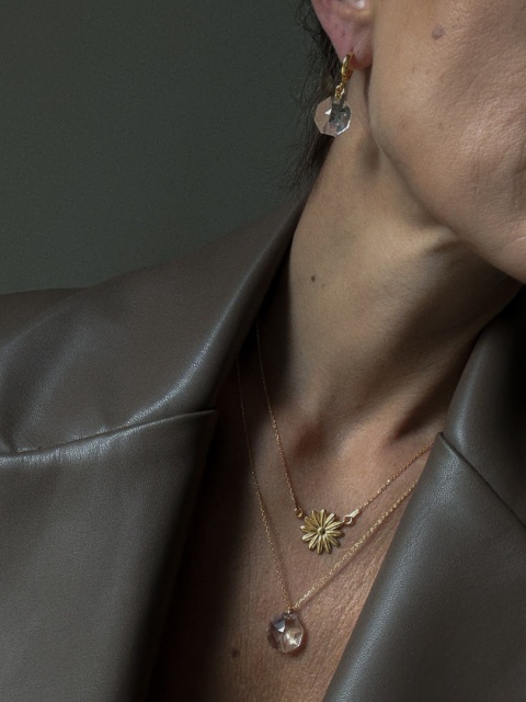 Naszyjnik damski złoty z bezbarwnym kryształem SWAROVSKI® CRYSTAL elegancki dla kobiet