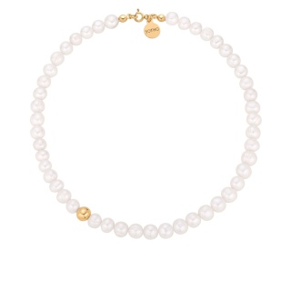 Naszyjnik damski złoty z pereł naturalnych z kulką elegancki dla kobiet