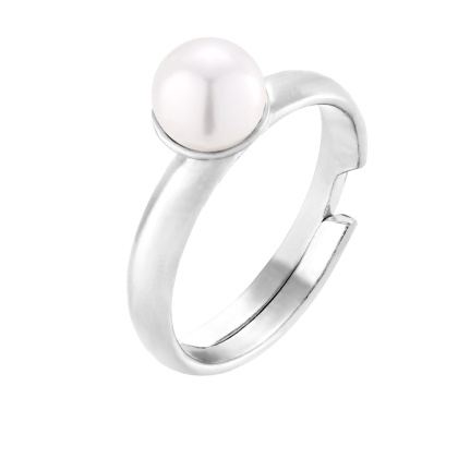 Pierścionek srebrny 925 - z perłą White Swarovski Crystal