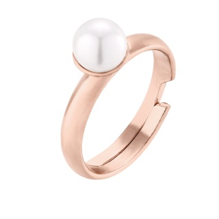 Pierścionek damski z różowego złota z perłą WHITE SWAROVSKI® CRYSTAL elegancki dla kobiet