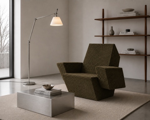 Fotel tapicerowany DIAMOND geometryczny designerski do salonu lub sypialni
