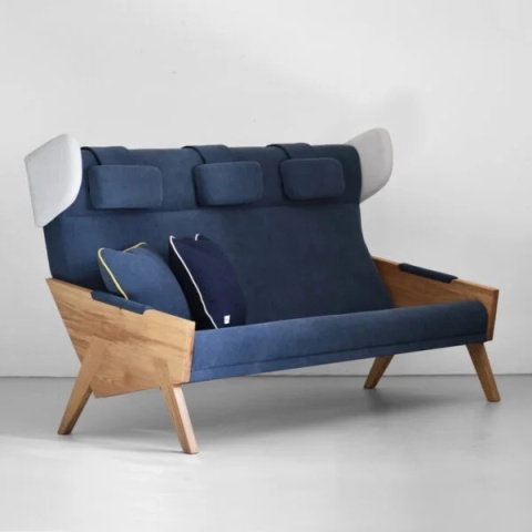 Sofa LIU trzyosobowa lite drewno nowoczesna do salonu lub biura