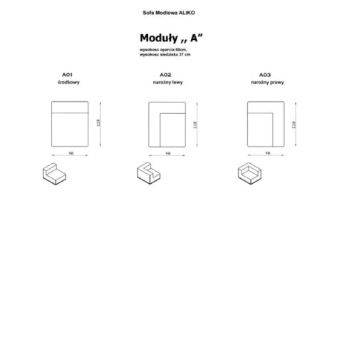 Sofa modułowa ALIKO moduł A01 jeden element elegancki do salonu