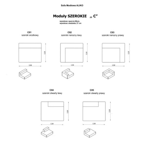 Sofa modułowa ALIKO moduł C04 jeden element elegancki do salonu