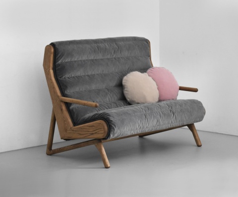 Sofa pikowana CAMELEON dwuosobowa nowoczesna dębowa do salonu