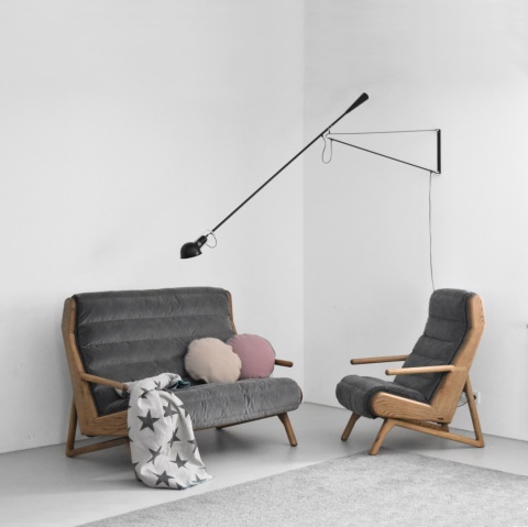 Sofa pikowana CAMELEON dwuosobowa nowoczesna dębowa do salonu