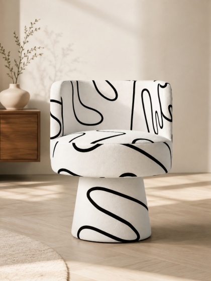 Fotel obrotowy BLACK LINE No.2 designerski biały czarne linie do salonu